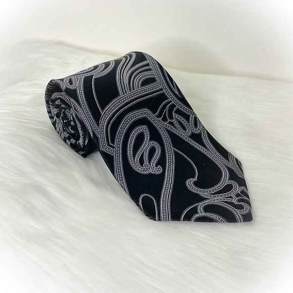 💕Very Handsome Black & White Mens Silk Tie💕 - Picture 8 of 12